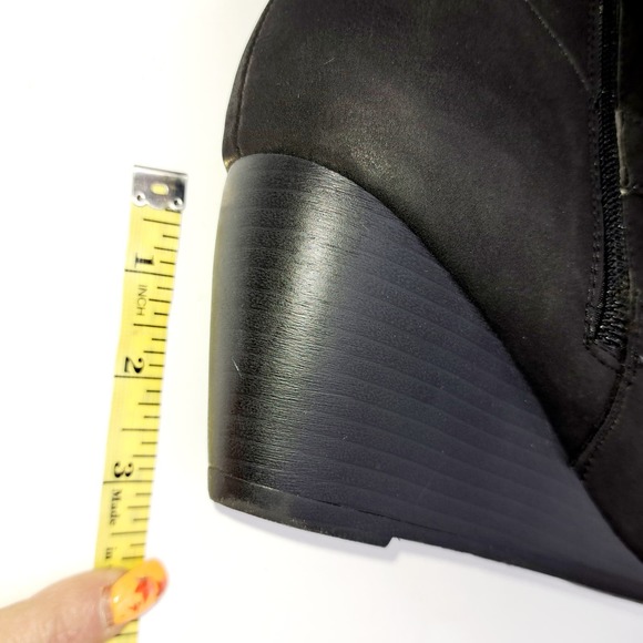 Chelsee Girl Black Knee High Wedge Heel 9 - Picture 15 of 15